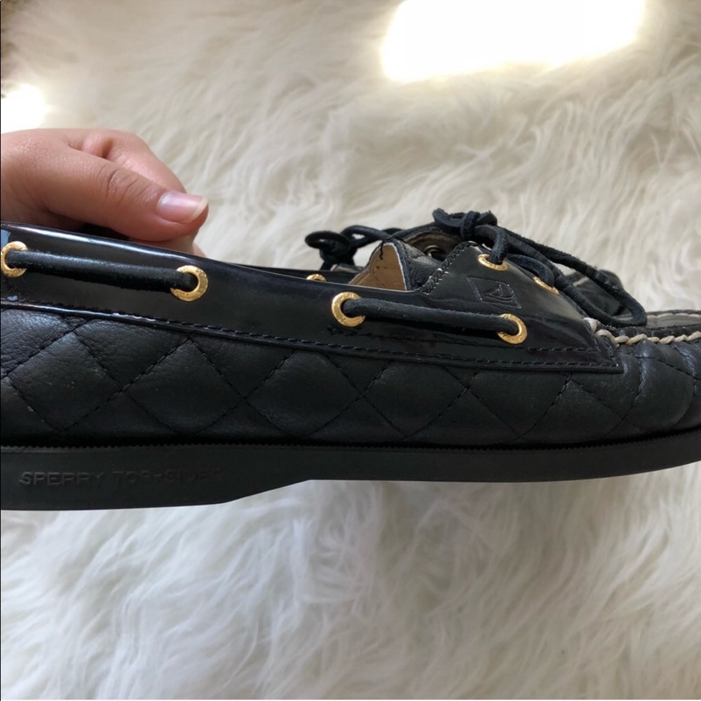 Black Sperry 9.5 Quilted Loafer Shoes flats boat loafers work shoes comfortable - Picture 5 of 8
